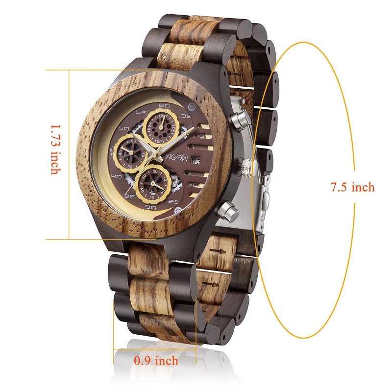 Moda ceas din lemn de cuarț impermeabil, din ceas din oțel inoxidabil, la comandă
