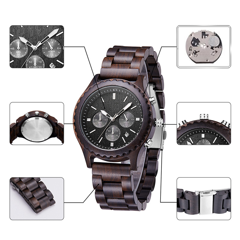 Cadouri de lux Ceasuri de modă din lemn bărbați casual ceas militar masculin