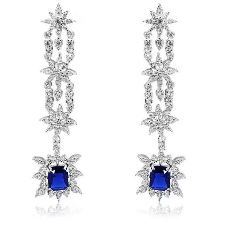 925 argint sterlin sintetic safir cubic zirconiu femei cercei mireasa nunta