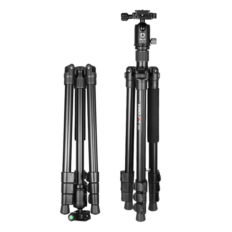 KINGJOY G555 61,5 in / 156 cm Set de monopod pentru trepied pentru cameră flip Lock, trepied portabil ușor cu cap de bilă panoramică 360 ° + placă cu eliberare rapidă de 1/4 