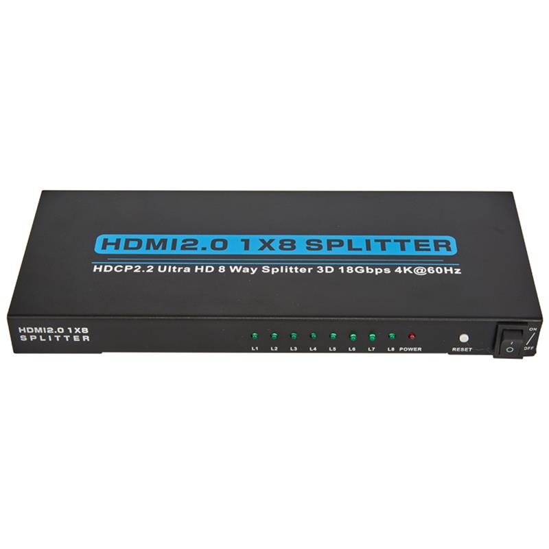 V2.0 HDMI 1x8 Splitter Support 3D Ultra HD 4Kx2K @ 60Hz HDCP2.2