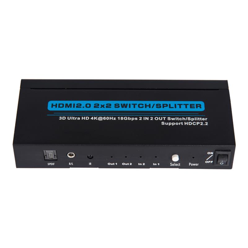 V2.0 HDMI 2x2 Switch / Splitter Support 3D Ultra HD 4Kx2K @ 60Hz HDCP2.2