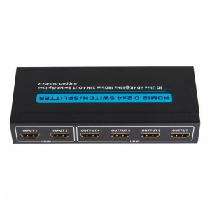 V2.0 HDMI 2x4 Switch \/ Splitter Support 3D Ultra HD 4Kx2K @ 60Hz HDCP2.2