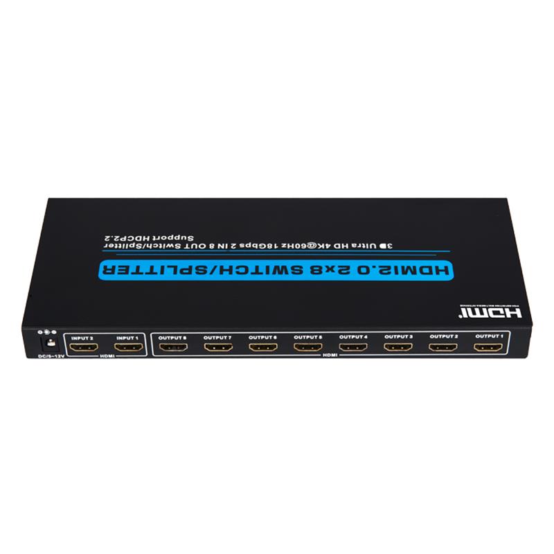 V2.0 HDMI Switch 2x8 Switch / Splitter 3D Ultra HD 4Kx2K @ 60Hz HDCP2.2