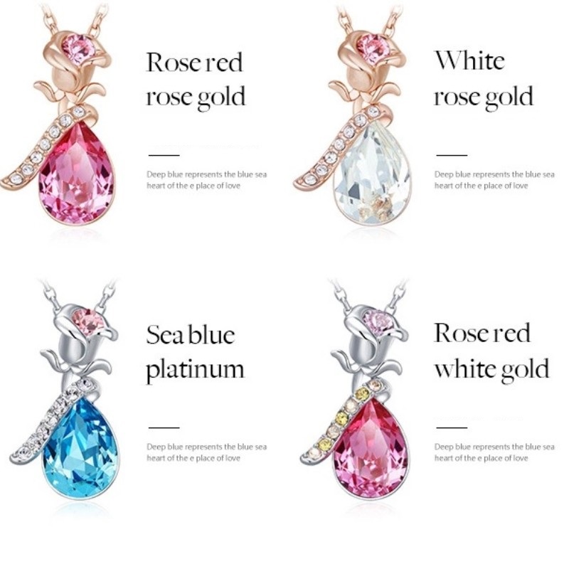 ROSIE PENDANT ROSE PENDANT GEMSTONE CUBIC ZIRCONIA COLA PENTRU FEMEI COLA 925 STERLING SILVER 2020