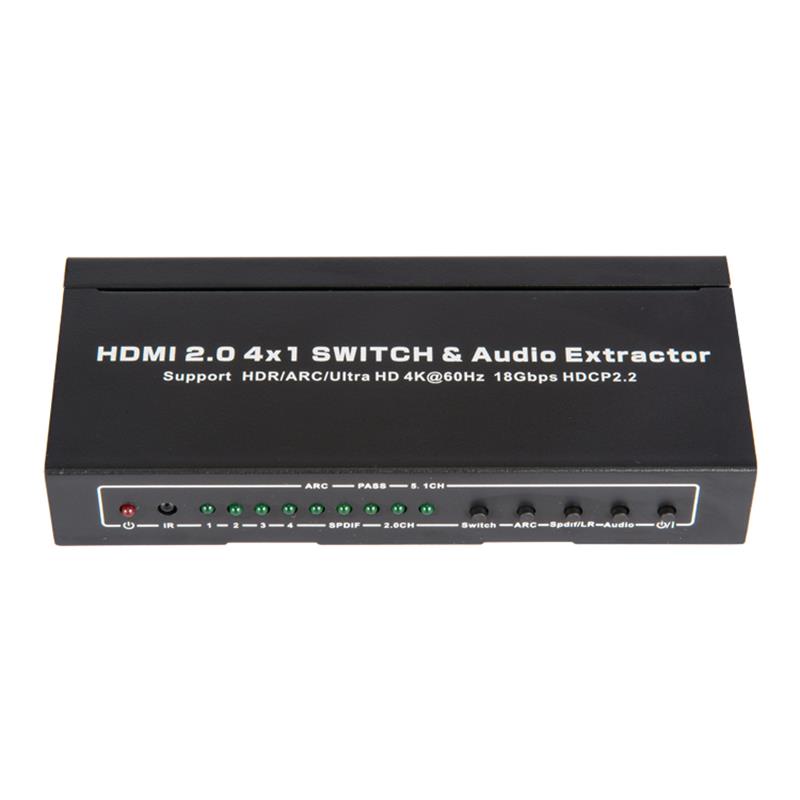 V2.0 HDMI 4x1 Switcher & Extractor Audio Suport ARC Ultra HD 4Kx2K @ 60Hz HDCP2.2 18Gbps