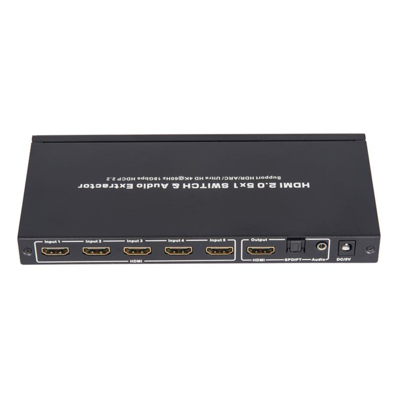V2.0 HDMI Switch 5x1 și Extractor audio ARC Ultra HD 4Kx2K @ 60Hz HDCP2.2 18 Gbps