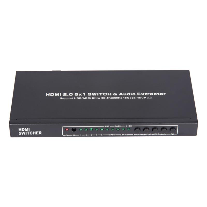 V2.0 HDMI Switch 5x1 și Extractor audio ARC Ultra HD 4Kx2K @ 60Hz HDCP2.2 18 Gbps