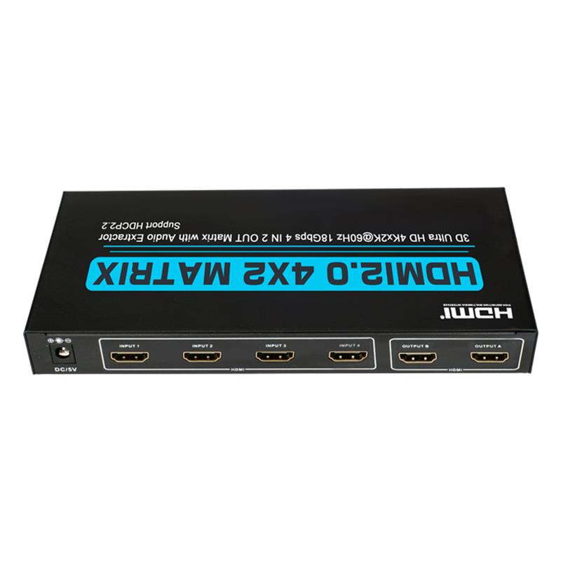 V2.0 HDMI 4x2 Matrix Support Ultra HD 4Kx2K @ 60Hz HDCP2.2 18 Gbps cu Extractor audio