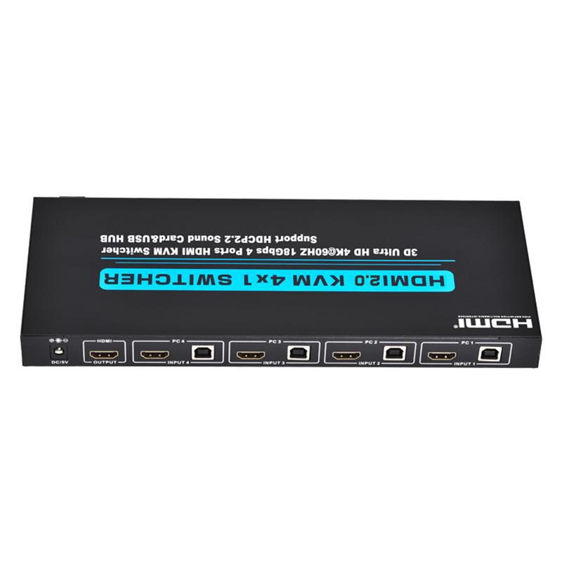 Suport Switch V2.0 HDMI KVM 4x1 Ultra HD 4Kx2K @ 60Hz HDCP2.2 18 Gbps Placă de sunet și hub USB