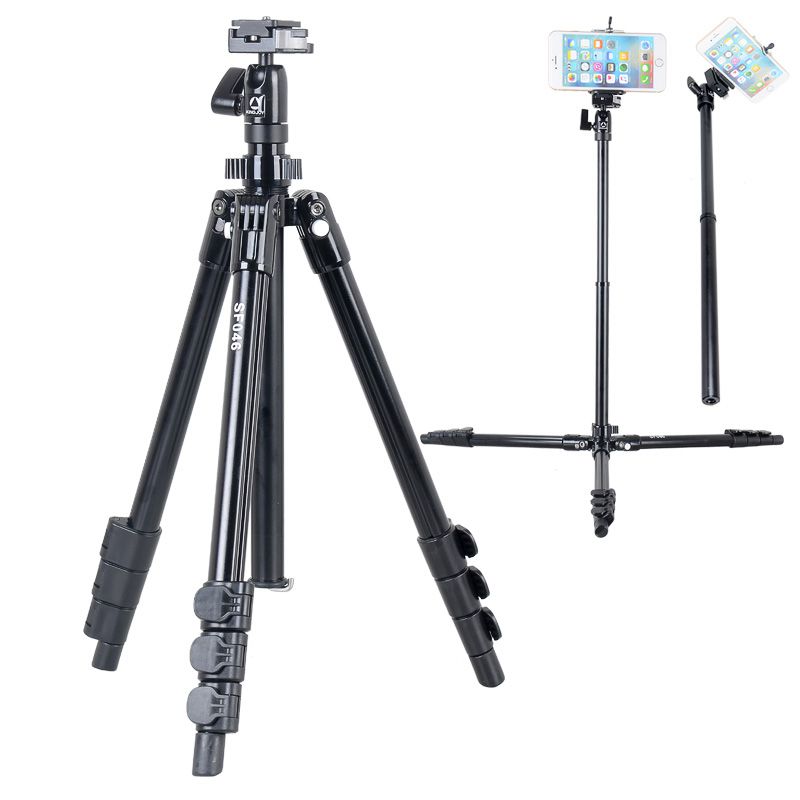 Kingjoy SF046 Seturi de trepied cu rabatabil cu rabatabil pliabil cu 4 secțiuni cu fotografiere cu unghi redus și coloană centrală pot fi utilizate ca monopod
