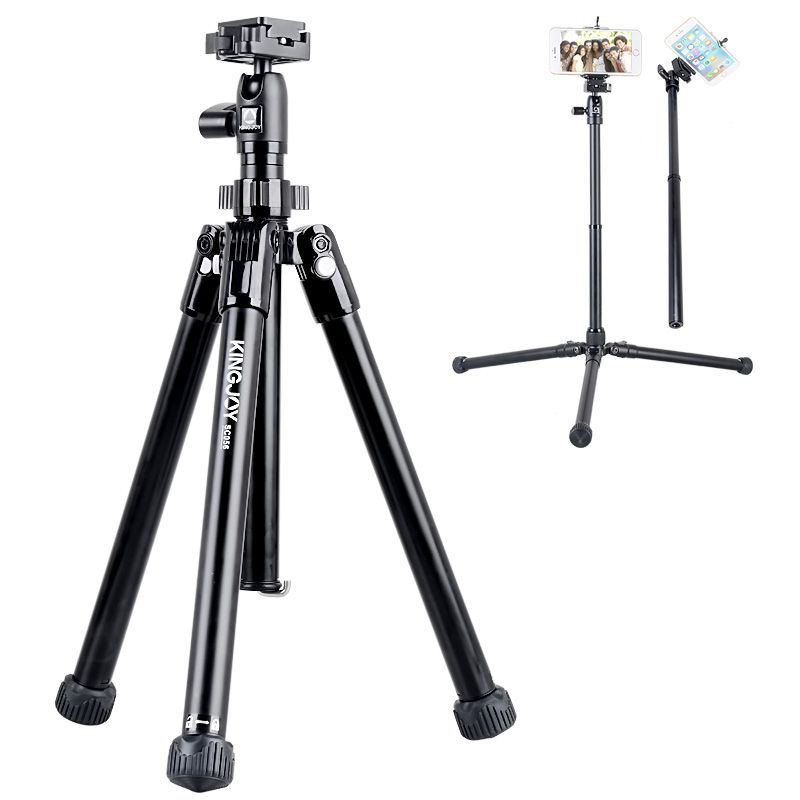 Kingjoy SC056 Seturi de trepied rabatabile cu 5 secțiuni, cu fotografiere în unghi redus și coloană centrală, pot fi utilizate ca monopod