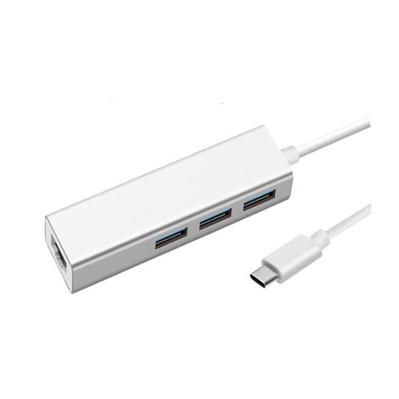 USB de tip C la LAN (1000M) + USB 3.0x3 Hub adaptor