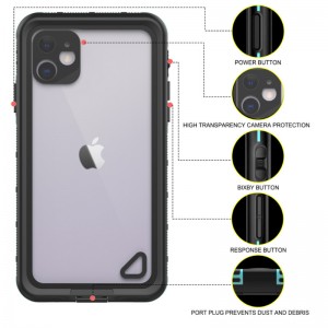 Cutie rezistentă la apă Accesorii impermeabile geantă telefon pentru iphone 11 (roz) capac din spate transparent