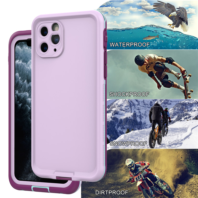 Carcasă de protecție pentru placă de protecție Iphone 11 pentru carcasă de protecție pe plajă Iphone 11 carcasă impermeabilă (violet) cu capac din spate de culoare solidă