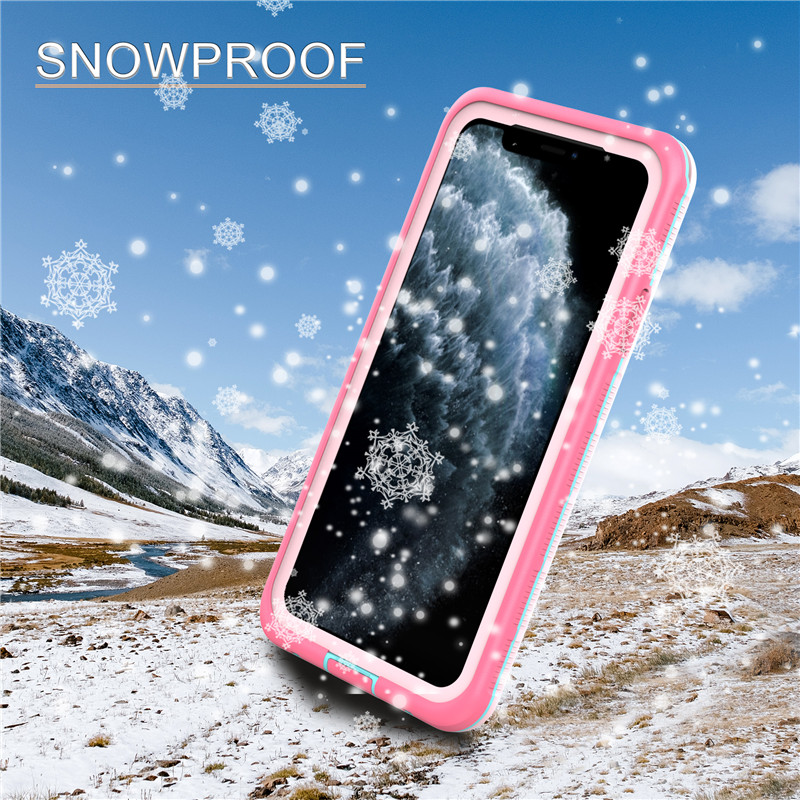 Husa impermeabila husa rezistenta la praf iphone 11 carcasa pro max husa uscata carcasa telefonica impermeabila (roz) cu capac din spate transparent