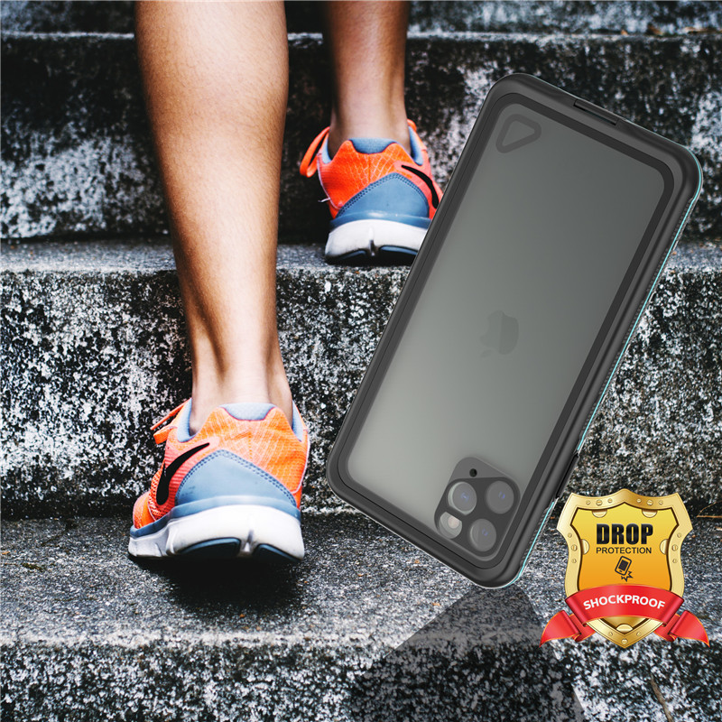 Cel mai bun Iphone impermeabil pentru apă 11 pro max caz Iphone dovada caz submersibil Iphone caz (albastru) cu capac transparent spate