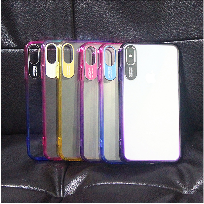Carcasă de telefon mobil pentru iPhone X / XS, care se schimbă treptat, cu culoare de protecție pentru camere metalice