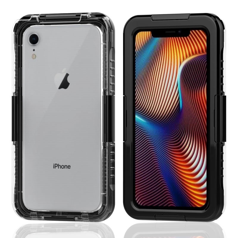 Cel mai bun caz impermeabil de măr caz impermeabil sac caz impermeabil pentru iphone XR (Black)