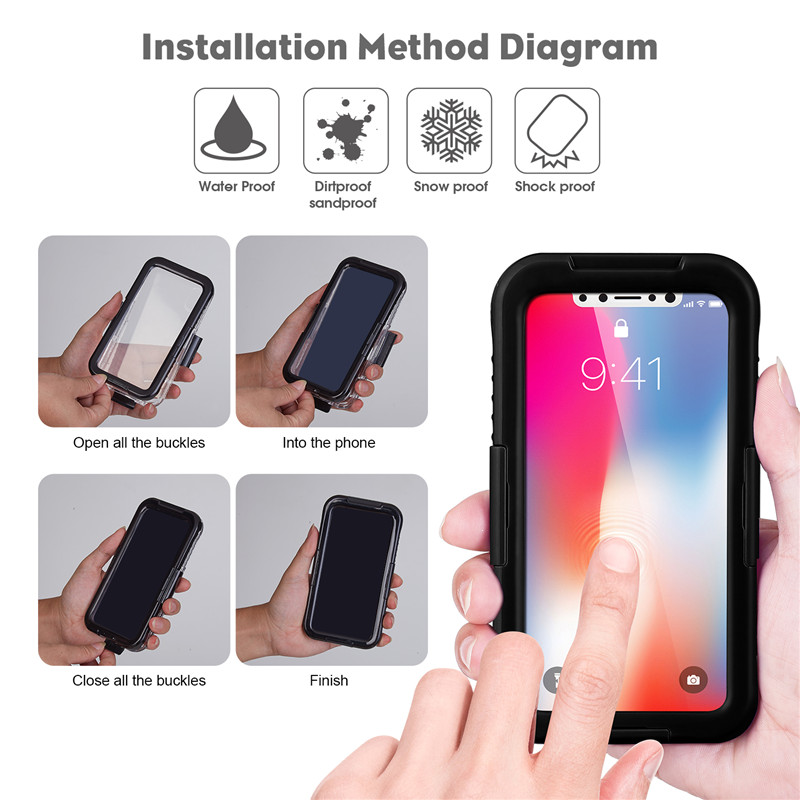 Husa impermeabila pentru telefonul mobil iphone XS carcasa impermeabila carcasa iphone ieftina rezistenta la socuri (negru)