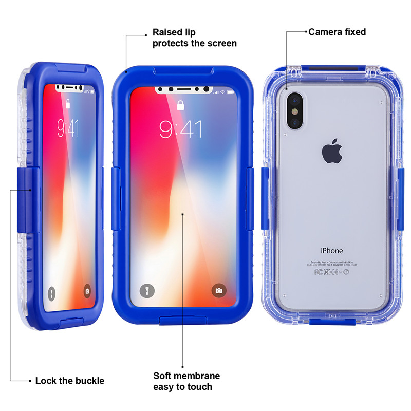 IP68 Iphone caz cel mai bun caz de telefon impermeabil pentru înot în cazul IPhone XS top- impermeabil (Blue)