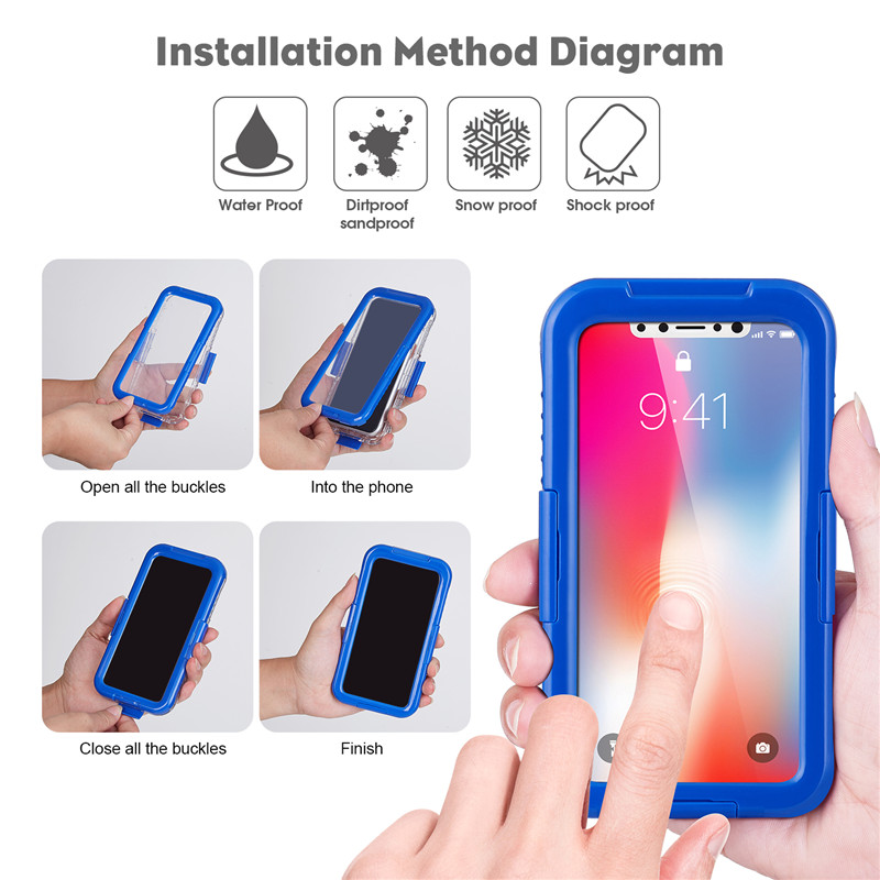 IP68 Iphone caz cel mai bun caz de telefon impermeabil pentru înot în cazul IPhone XS top- impermeabil (Blue)