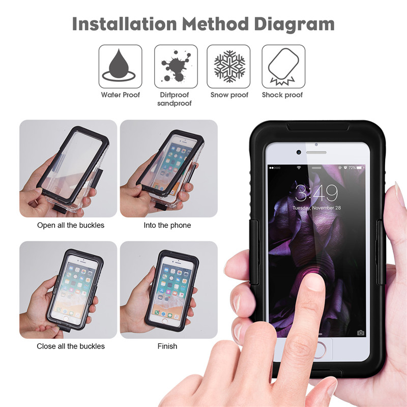 Noul caz de salvare iphone 8 plus cazul Iphone anti zăpadă cel mai bun caz impermeabil 8 plus caz (Black)