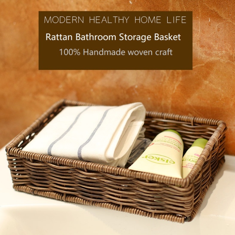 Coș de depozitare baie din Rattan impermeabil