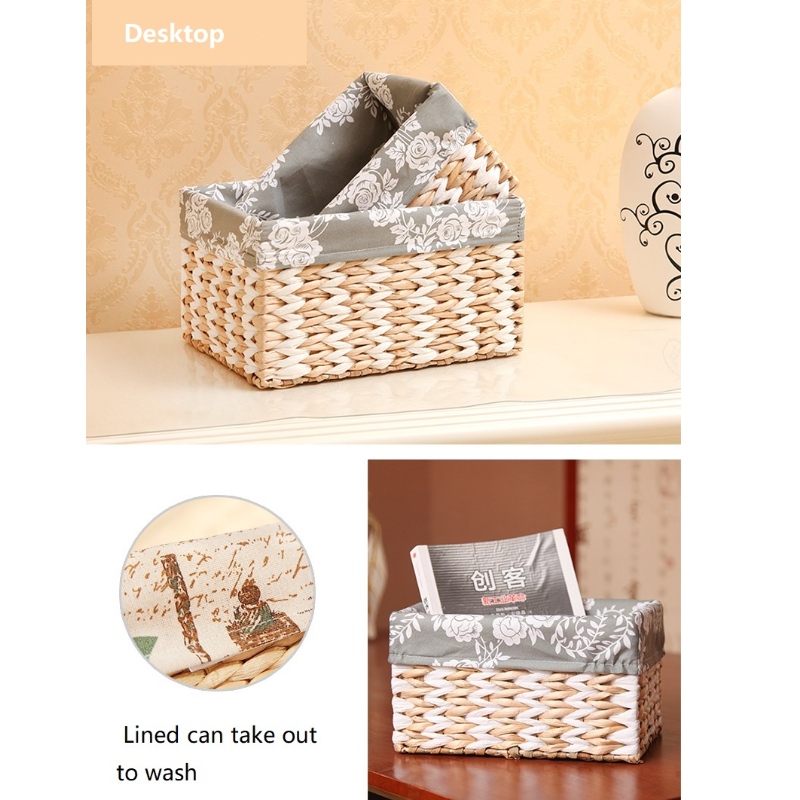 Bakset țesut din paie cu căptușeală