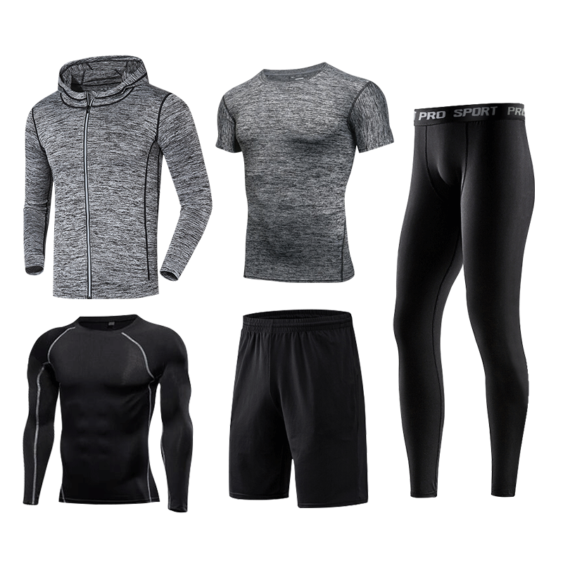 FDMM021-5 Pcs Men's Workout Clothes Set Fitness Suit Sportswear