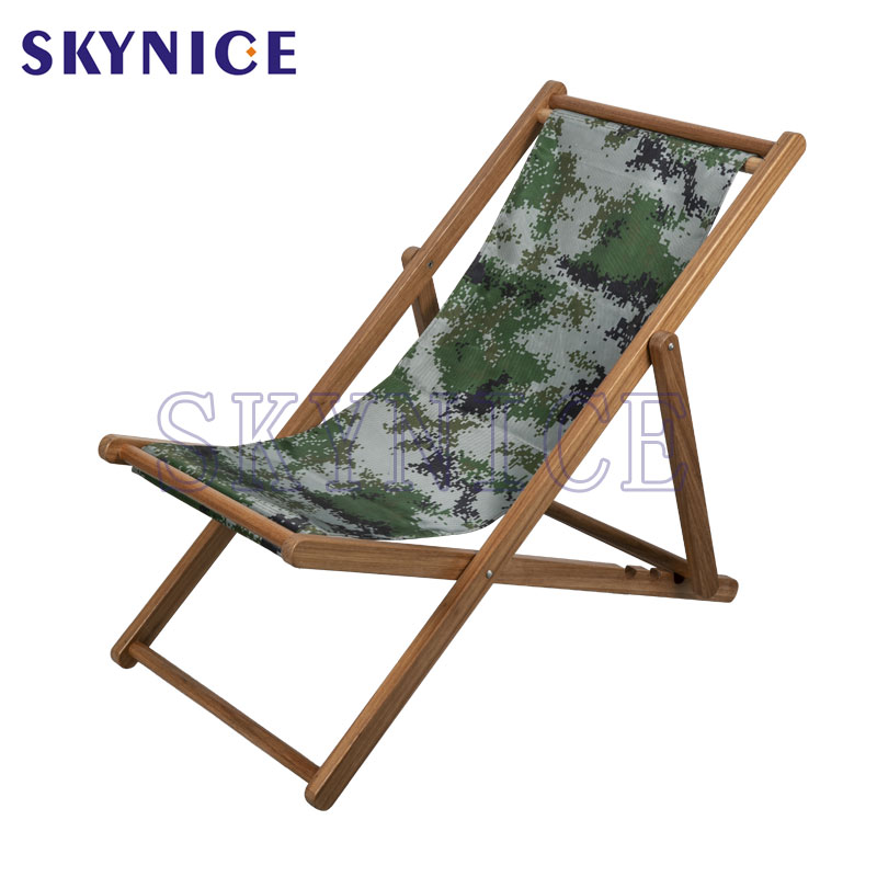 Fabrica Hot Sale Wooden Canvas Folding Reclining Beach Chair