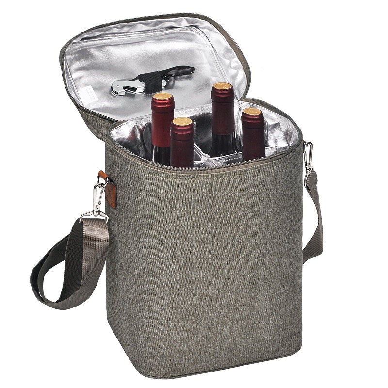 SGC31 Portabil 4 sticle portabil vin portbagă cu folie de aluminiu impermeabil Tote Picnic Bag pentru prânz Picnic pentru exterior Protecție de vin Saci pentru sticle