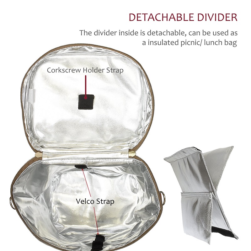 SGC31 Portabil 4 sticle portabil vin portbagă cu folie de aluminiu impermeabil Tote Picnic Bag pentru prânz Picnic pentru exterior Protecție de vin Saci pentru sticle