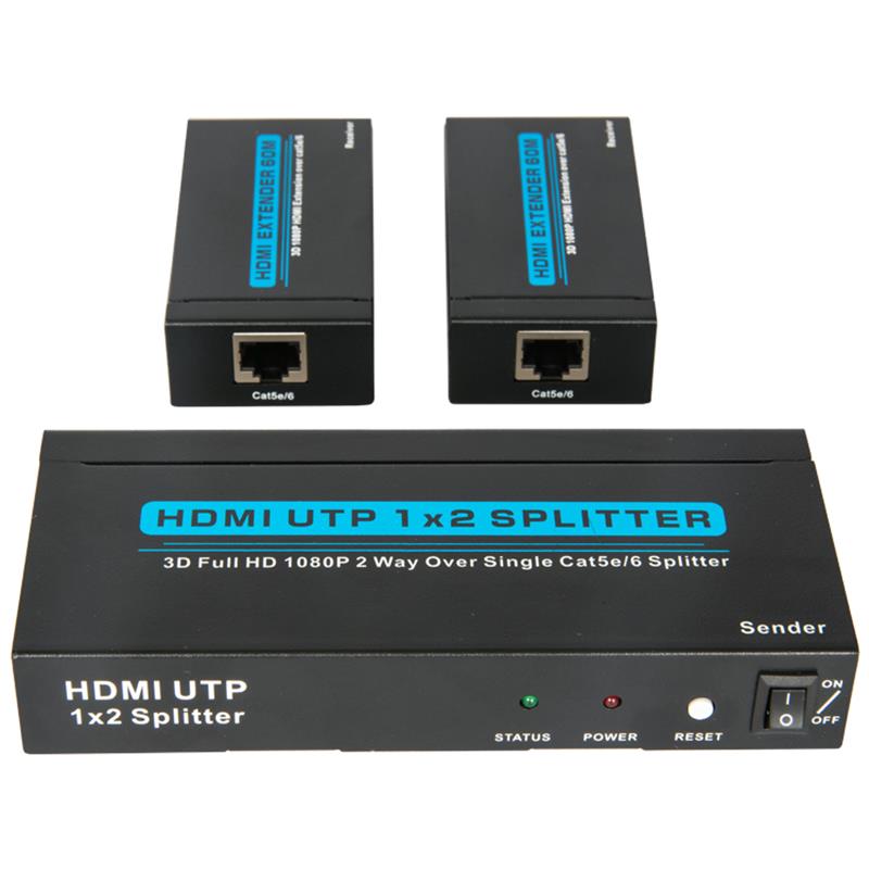 2 porturi UTP HDMI 1x2 Splitter over Cat5e / 6 Single cu 2 receptoare de până la 60m