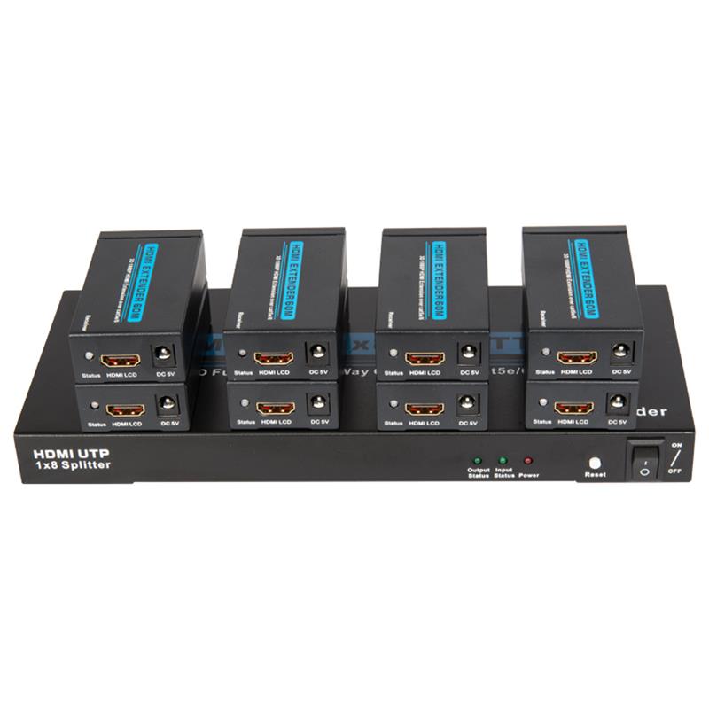8 porturi HDMI UTP 1x8 Splitter over Cat5e Single / 6 Cu 8 receptoare de până la 60m