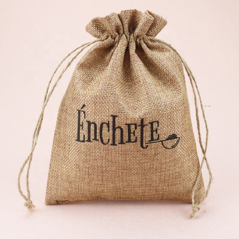 SGS50 Durabilă Mini Linen Burmp de cânepă sac de cadou Sac de sertar sac de ceai Iuta Saci de cafea Eco Juta Geantă cu logo personalizat