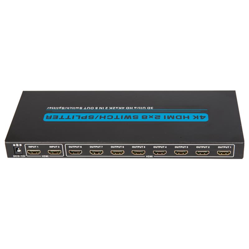 4K / 30Hz HDMI 2x8 Switcher / Splitter Support 3D Ultra HD 4Kx2K / 30Hz