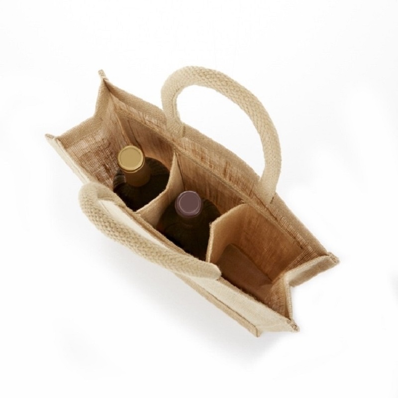 SGS52 Geantă de cumpărături cu geamuri din sticlă de tip iută cu 3 sticle Ecofriendly