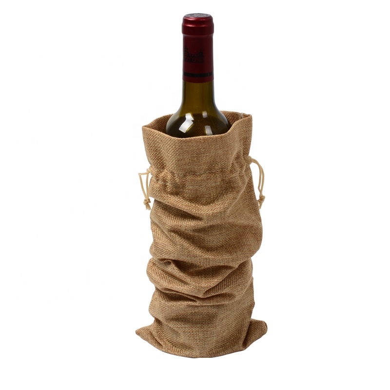 SGS53 Jute Rustic Burlap Vin Baguri drawstring Sticlă de vin acoperă balsam de sticle de ambalaj cadou de vin
