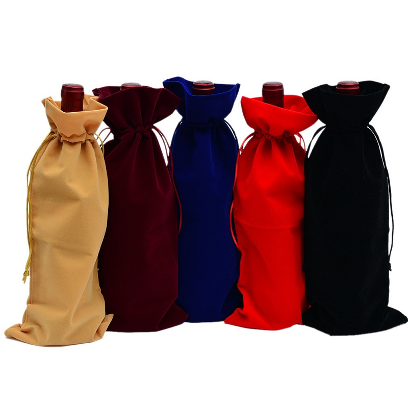 SGS54 Velvet personalizat Pouch Wine Bottle Protector Transportor Ambalaj Champagne Bottle Covers Wholesale