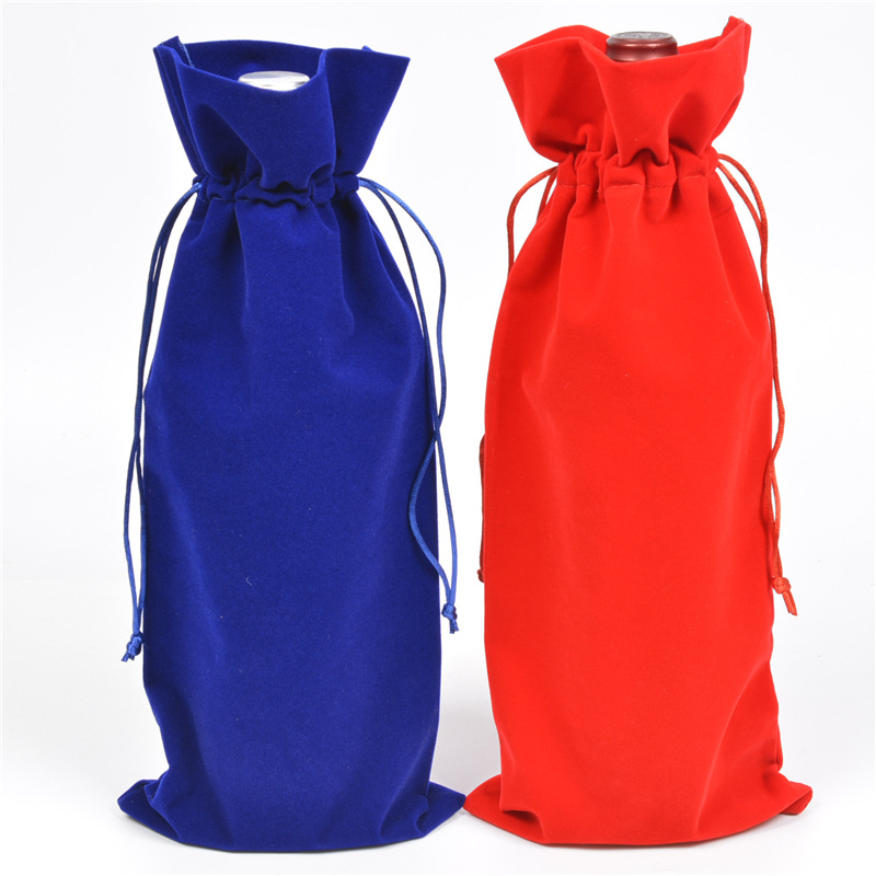 SGS54 Velvet personalizat Pouch Wine Bottle Protector Transportor Ambalaj Champagne Bottle Covers Wholesale