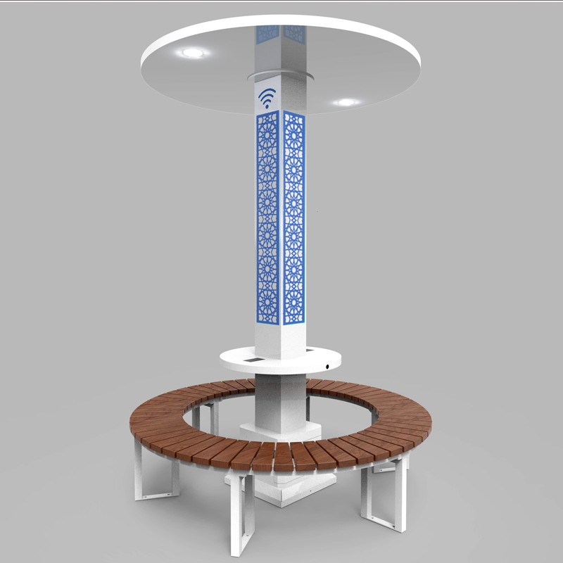 Solar Powered Smart Park Wooden Bench cu ceas musulman musulman de rugăciune automată AZAN Alarm musulman