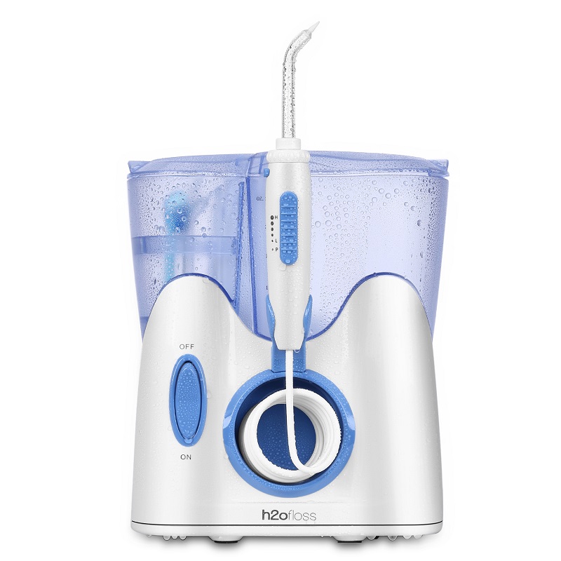 Apa dentara H2ofloss pentru curățarea dinților cu 12 sfaturi multifuncționale și 800 ml, irigator oral cu blat profesional, design liniștit