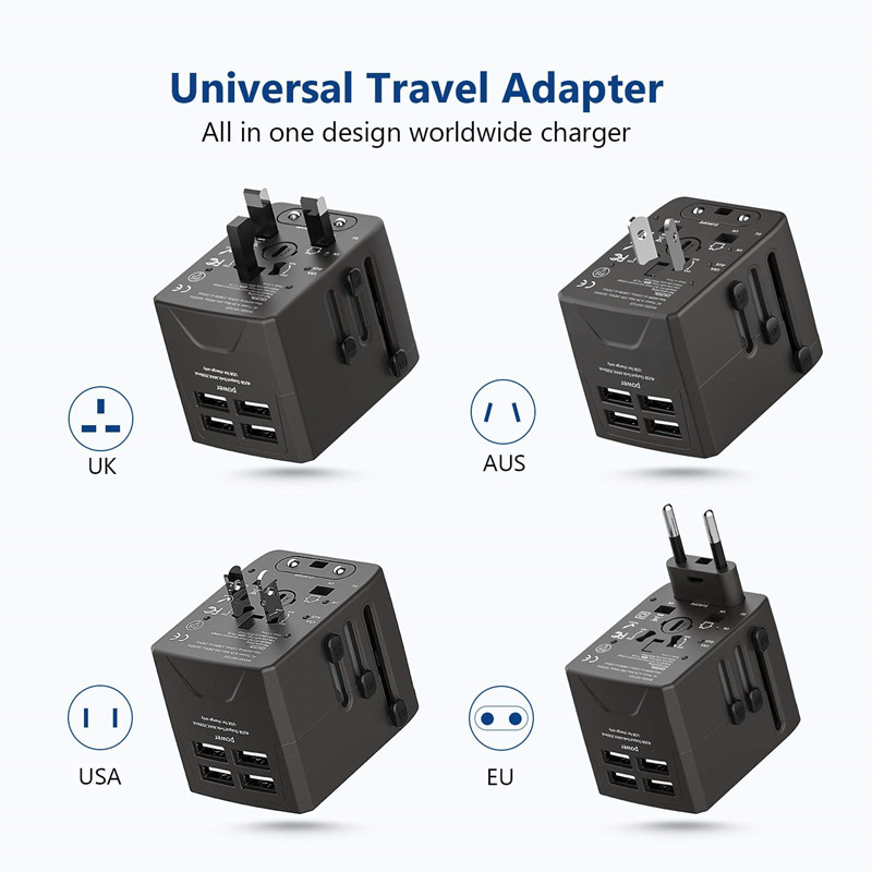 RRRTRAVEL Power Plug Adaptor --International Travel --4 USB Porti pentru 150+ Lands - 220 Adaptor Volt --Travel Adaptor C Tip A Tip G I f UK European (4 USB Travel Adaptor)