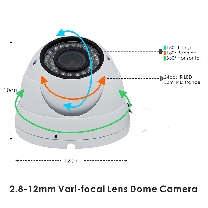 5MP XMeye IMX335+Hi3516EV300 2.8-12mm Lenjeria focal ă Vari 30m Intervalul IR Dome IP Camera