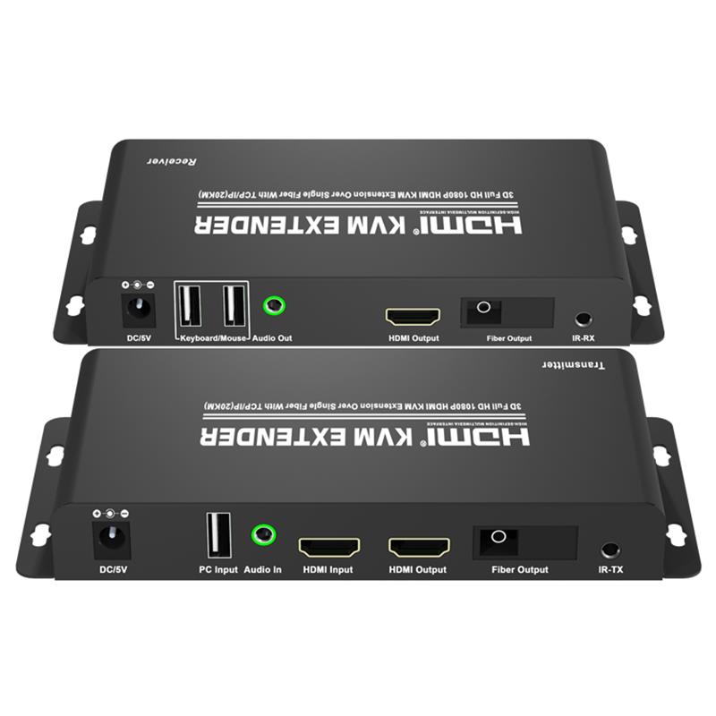 Extensor HDMI KVM pentru o singură fibră cu TCP / IP (20KM) Suport Full HD 1080P