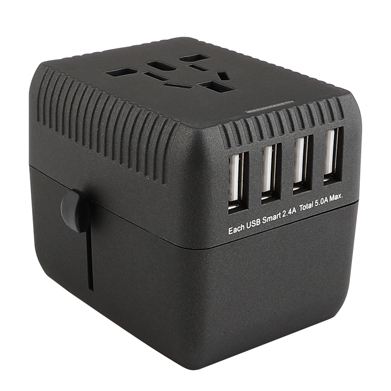 RRRTRAVEL Universal Travel Adaptor, International Power Adaptor, Worldwide Plug Adaptor cu 4 USB Porti, High Speed 5A Wall Charger, Toate în One AC Socket pentru SUA UK AUS Europe Asia Cell Phone Laptop