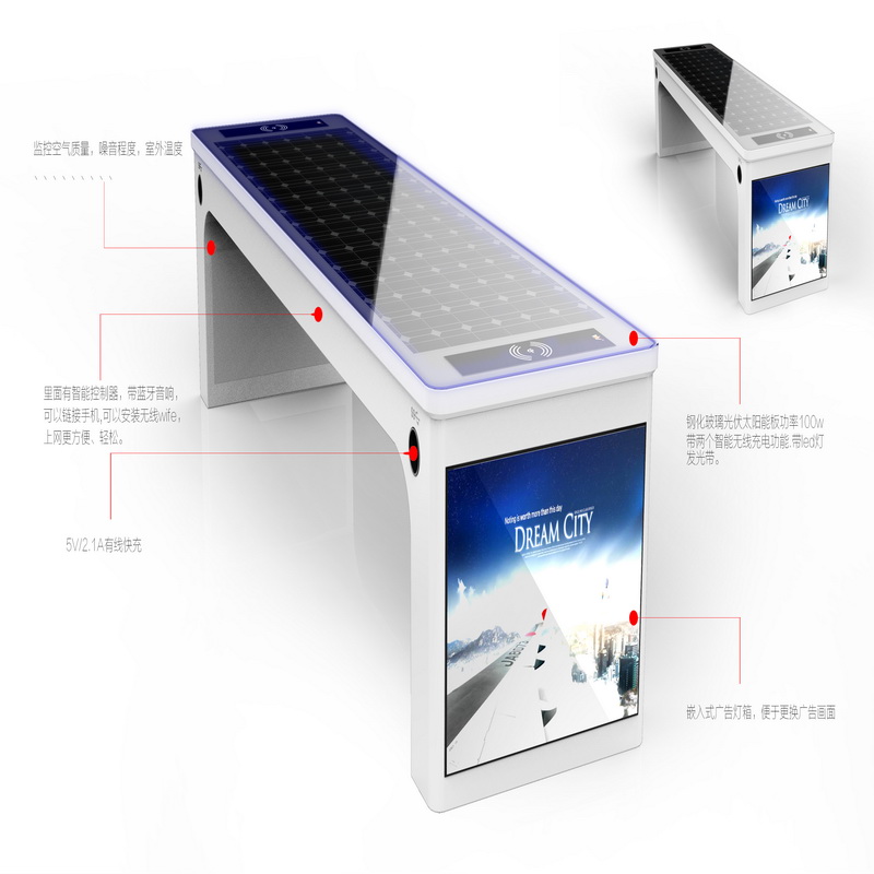Încărcare USB Banc de parcare multifuncțional cu economii de energie
