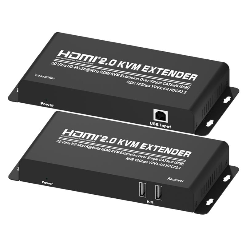HDMI 2.0 KVM Extender 60m peste unic CAT5e / 6 Suport Ultra HD 4Kx2K @ 60Hz HDCP2.2