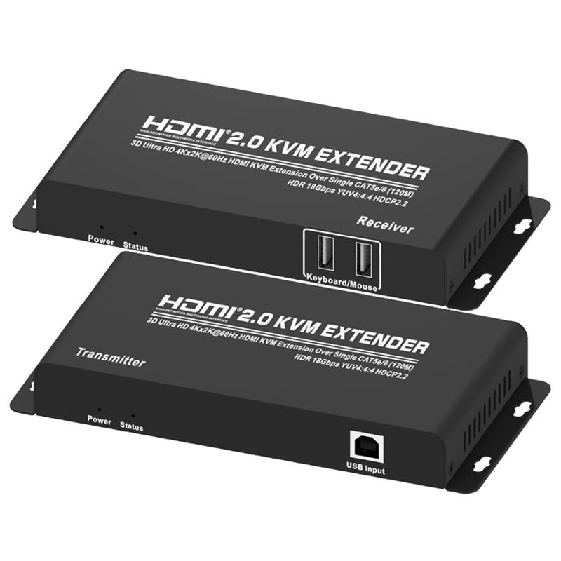 HDMI 2.0 KVM Extender 120m peste unic CAT5e / 6 Suport Ultra HD 4Kx2K @ 60Hz HDCP2.2
